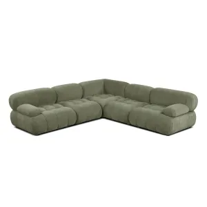 Bowie Textured Velvet Sofa (Olive, 3 x 2)