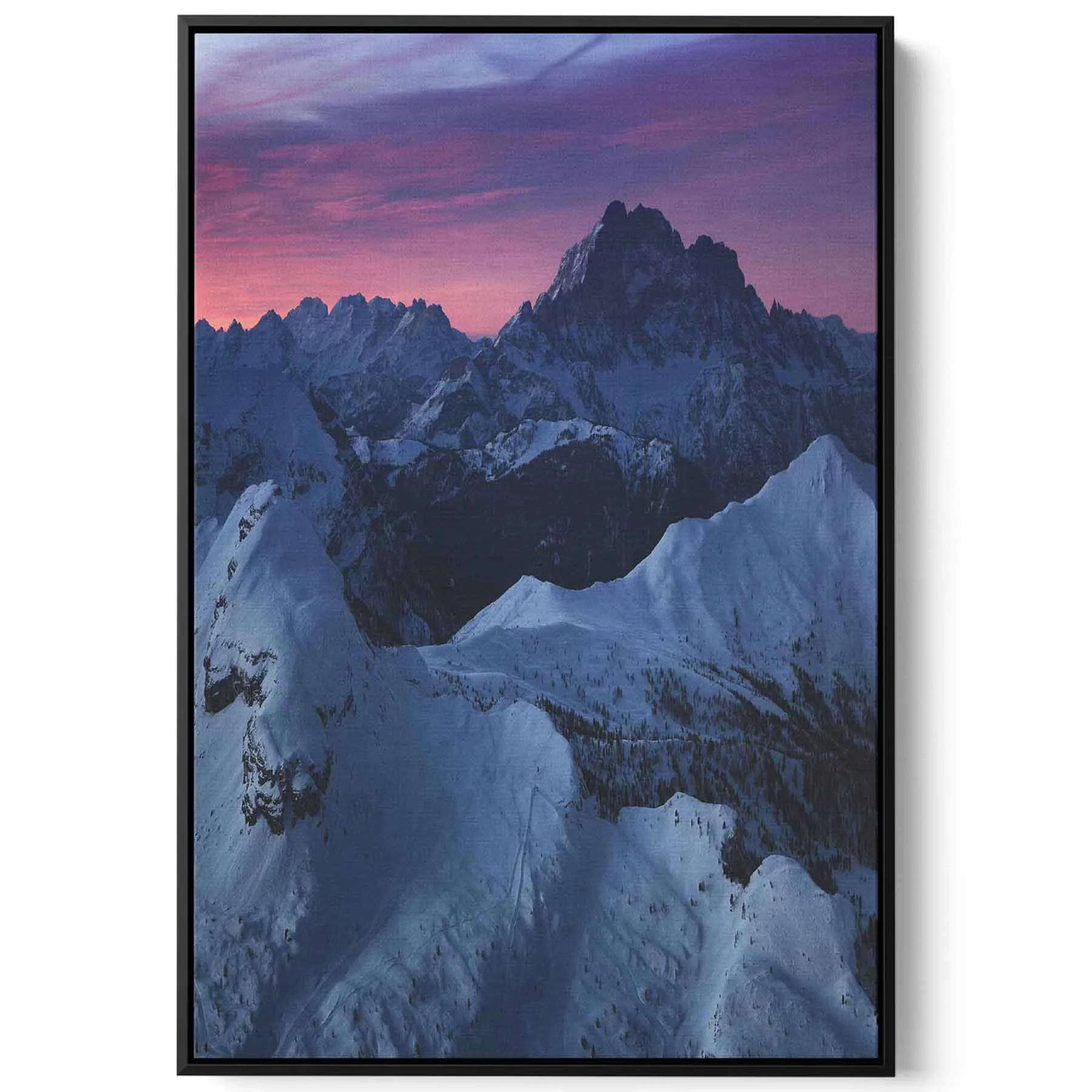 Canvas Wall Art Stretched Over Wooden Frame with Black Floating Frame