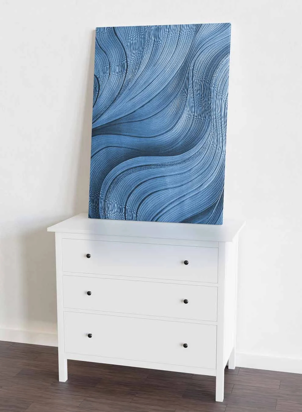 Canvas Wall Art Stretched Over Wooden Frame with Black Floating Frame
