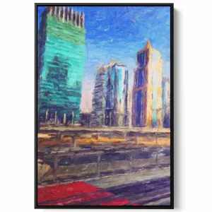 Canvas Wall Art Stretched Over Wooden Frame with Black Floating Frame