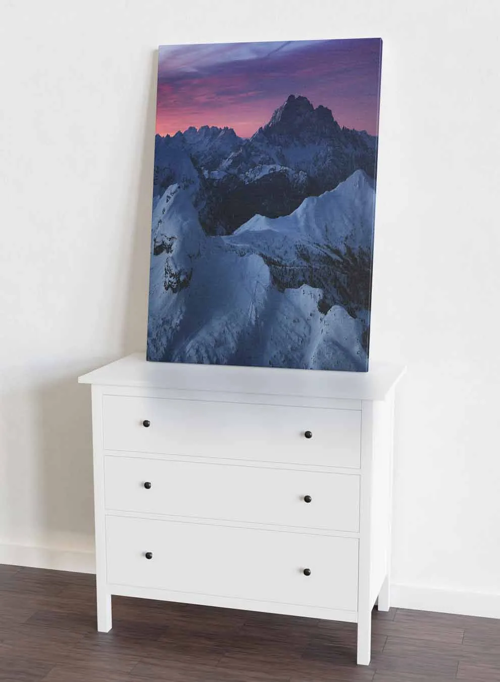 Canvas Wall Art Stretched Over Wooden Frame with Black Floating Frame