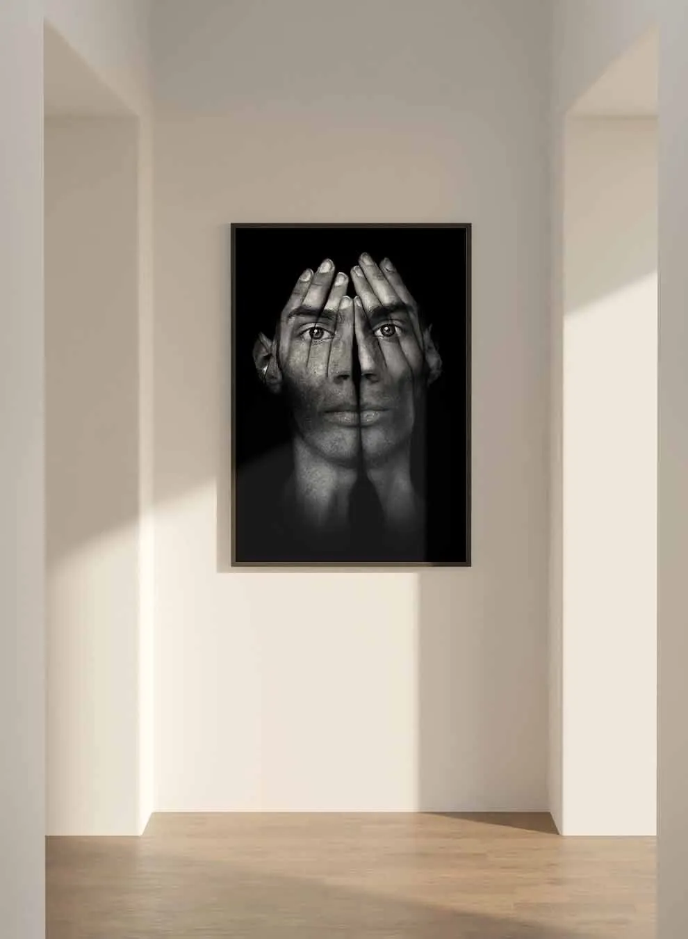 Canvas Wall Art Stretched Over Wooden Frame with Black Floating Frame