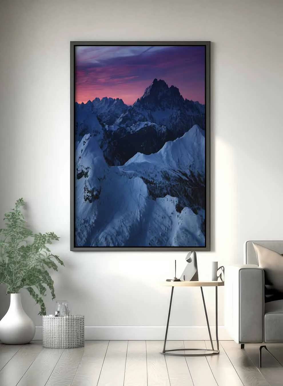Canvas Wall Art Stretched Over Wooden Frame with Black Floating Frame