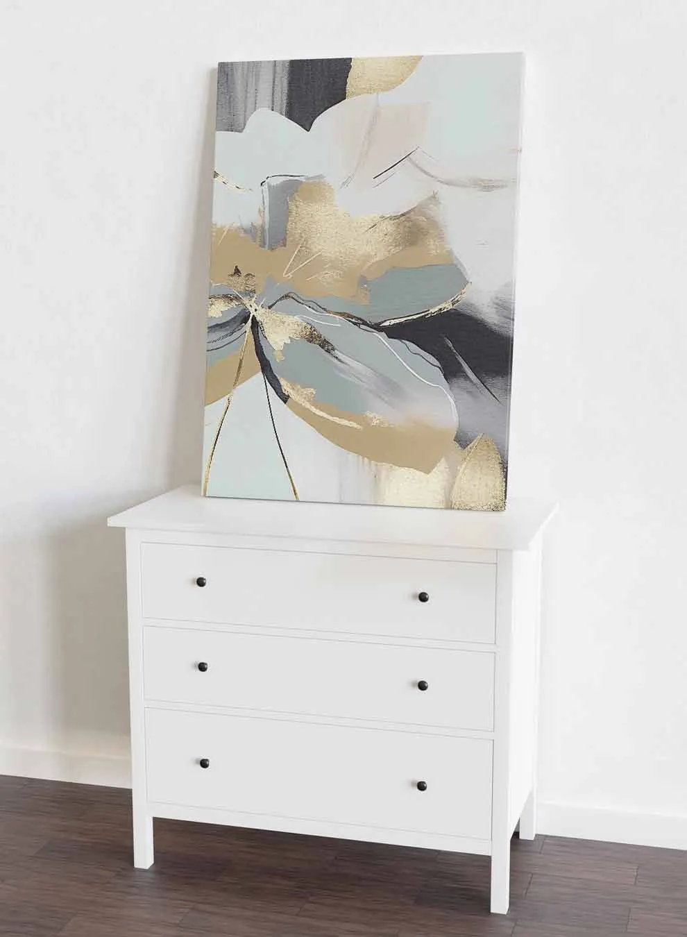 Canvas Wall Art Stretched Over Wooden Frame with Black Floating Frame