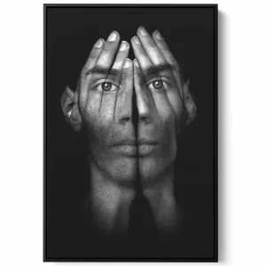 Canvas Wall Art Stretched Over Wooden Frame with Black Floating Frame