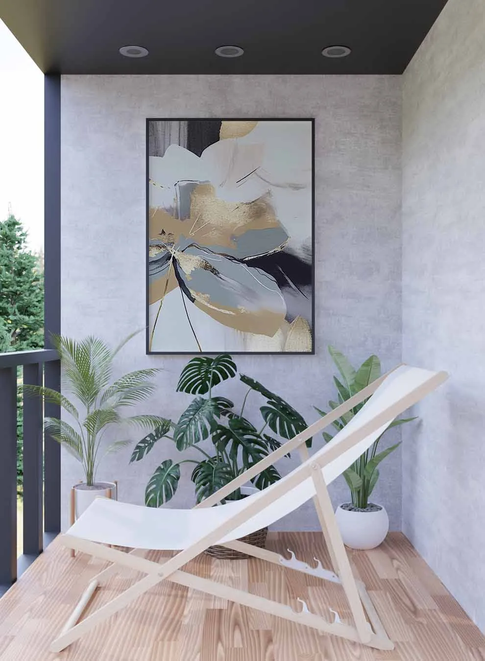 Canvas Wall Art Stretched Over Wooden Frame with Black Floating Frame