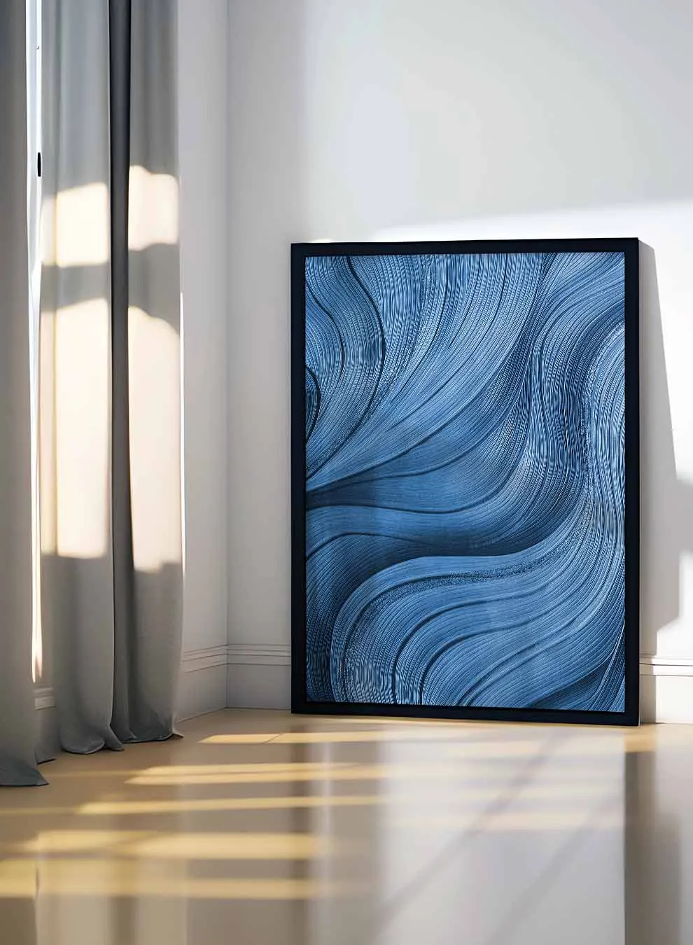 Canvas Wall Art Stretched Over Wooden Frame with Black Floating Frame