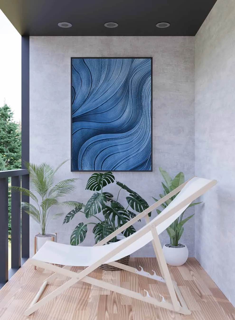 Canvas Wall Art Stretched Over Wooden Frame with Black Floating Frame