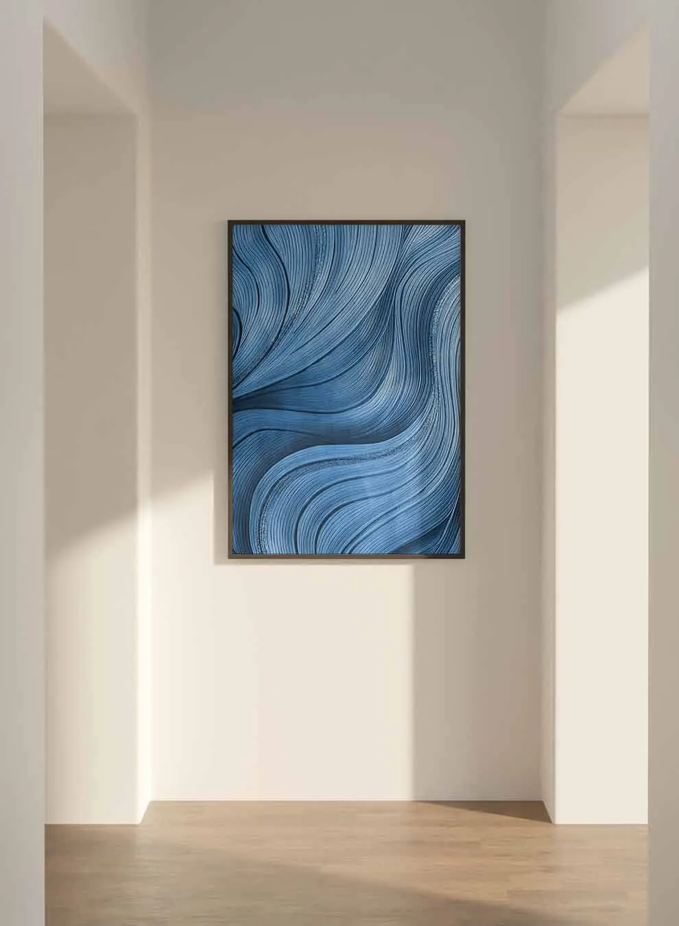 Canvas Wall Art Stretched Over Wooden Frame with Black Floating Frame