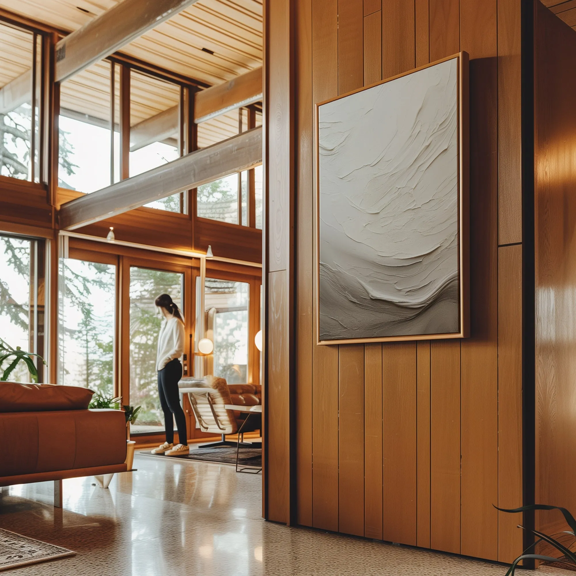 Canvas Wall Art Stretched Over Wooden Frame with Floating Frame and Abstract Painting CV4098