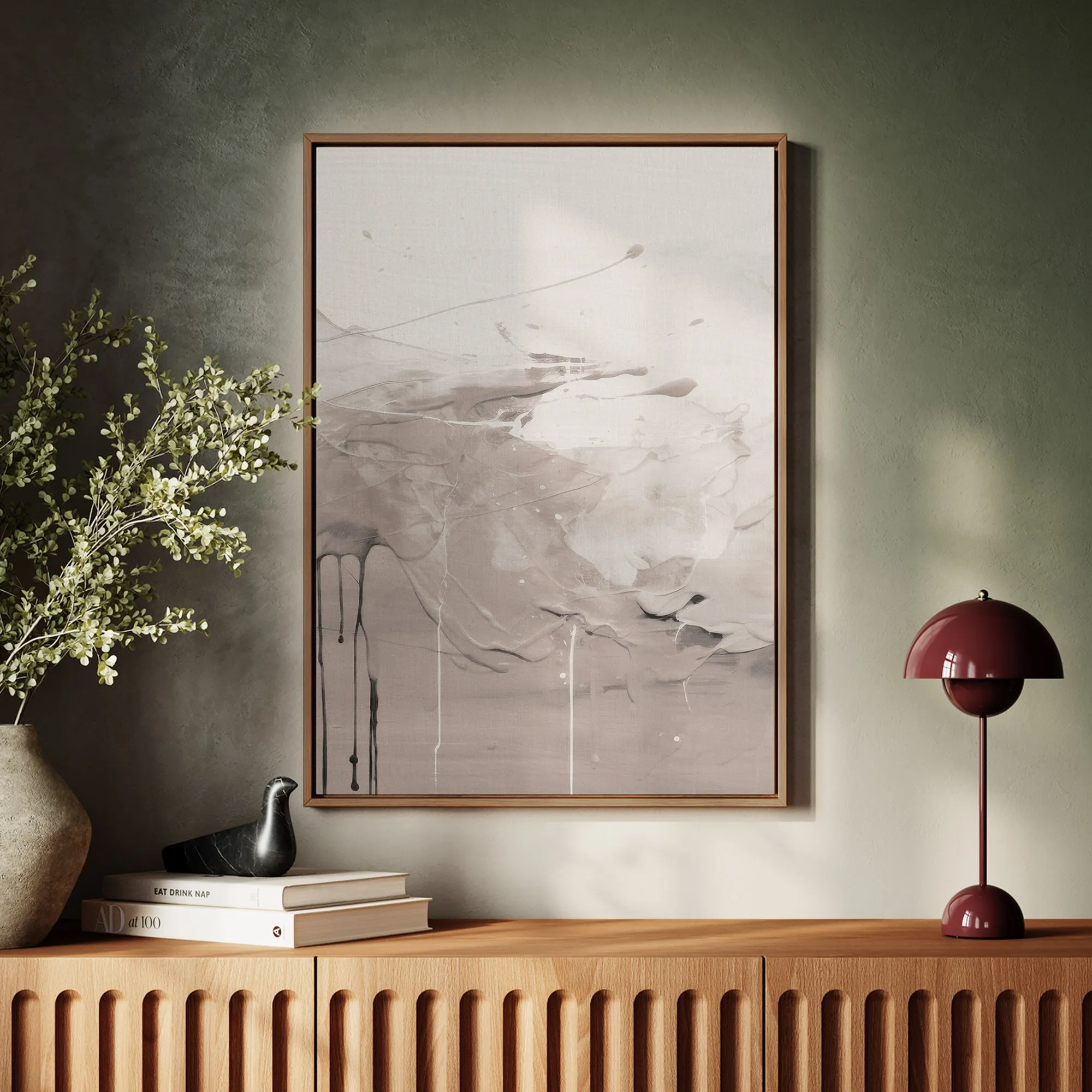 Canvas Wall Art Stretched Over Wooden Frame with Floating Frame and Abstract Painting CV4100