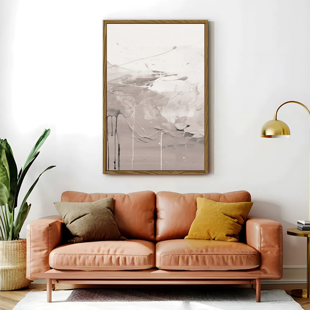 Canvas Wall Art Stretched Over Wooden Frame with Floating Frame and Abstract Painting CV4100
