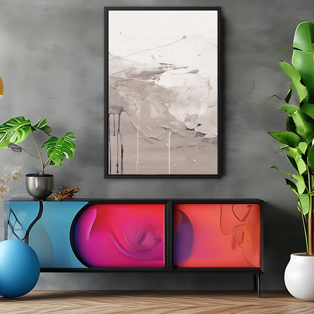 Canvas Wall Art Stretched Over Wooden Frame with Floating Frame and Abstract Painting CV4100