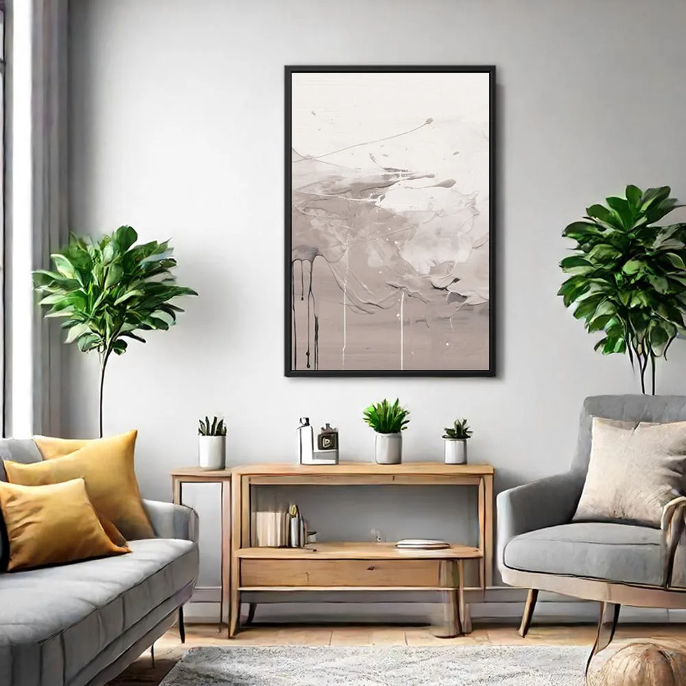 Canvas Wall Art Stretched Over Wooden Frame with Floating Frame and Abstract Painting CV4100