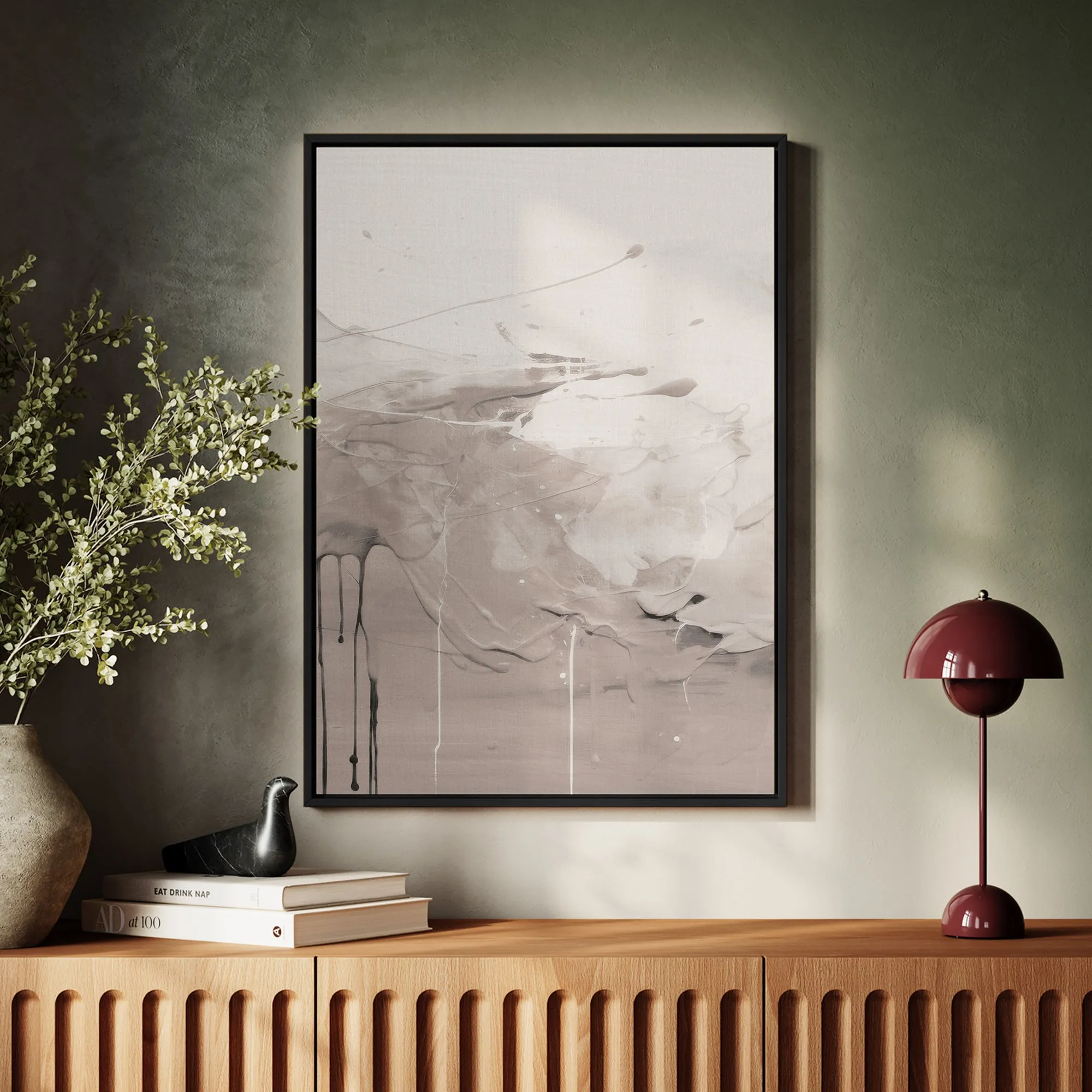 Canvas Wall Art Stretched Over Wooden Frame with Floating Frame and Abstract Painting CV4100