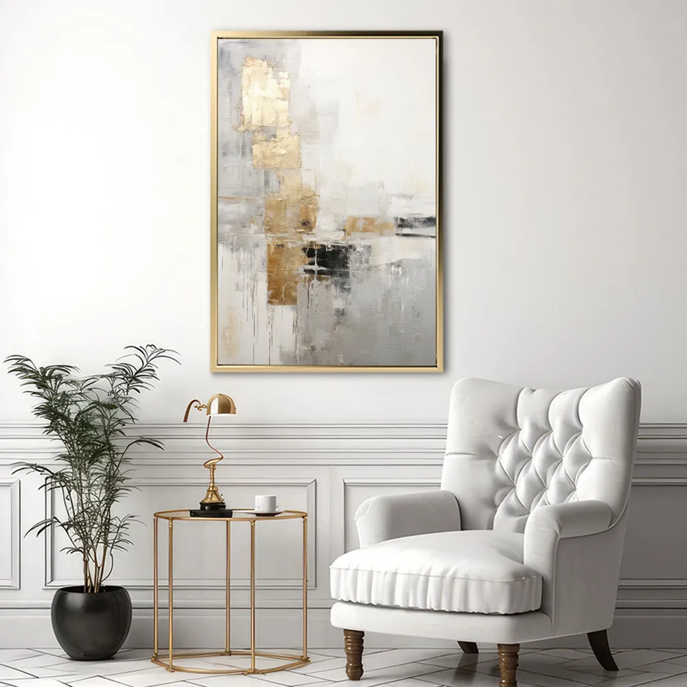 Canvas Wall Art Stretched Over Wooden Frame with Floating Frame and Abstract Painting CV4102