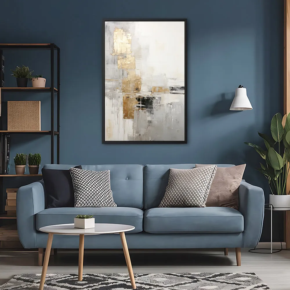 Canvas Wall Art Stretched Over Wooden Frame with Floating Frame and Abstract Painting CV4102