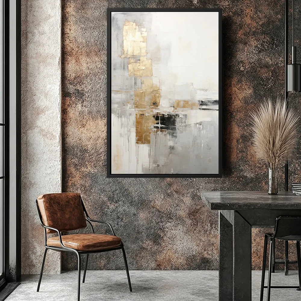 Canvas Wall Art Stretched Over Wooden Frame with Floating Frame and Abstract Painting CV4102