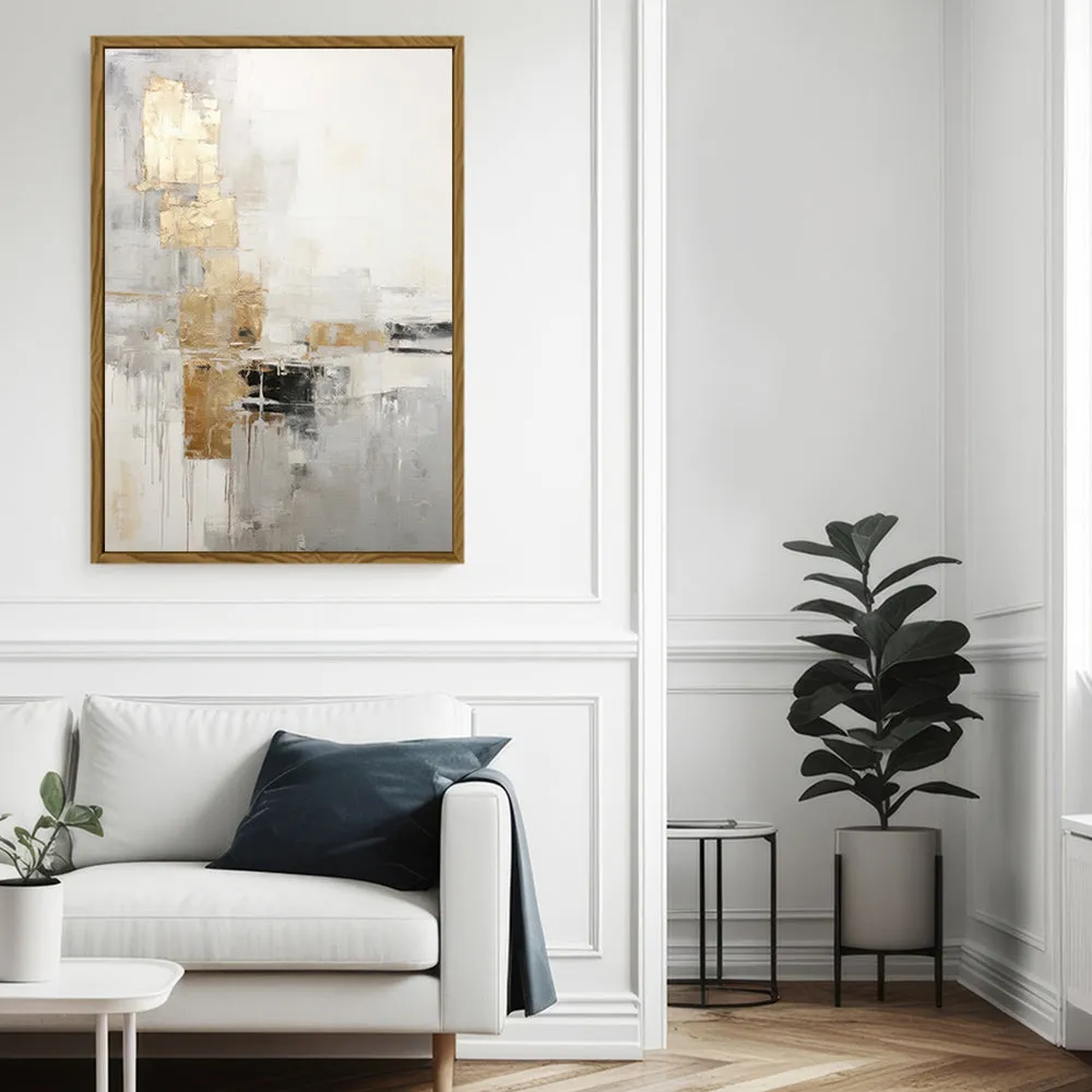 Canvas Wall Art Stretched Over Wooden Frame with Floating Frame and Abstract Painting CV4102