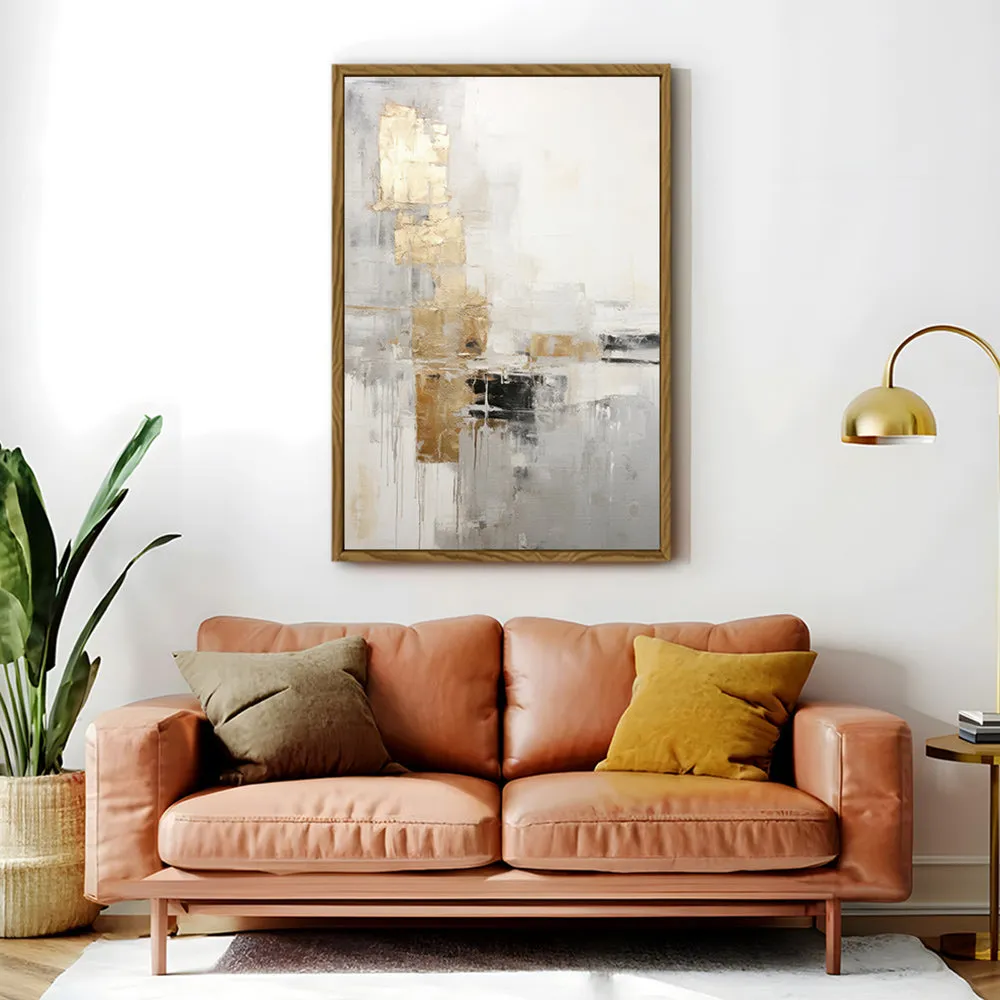 Canvas Wall Art Stretched Over Wooden Frame with Floating Frame and Abstract Painting CV4102