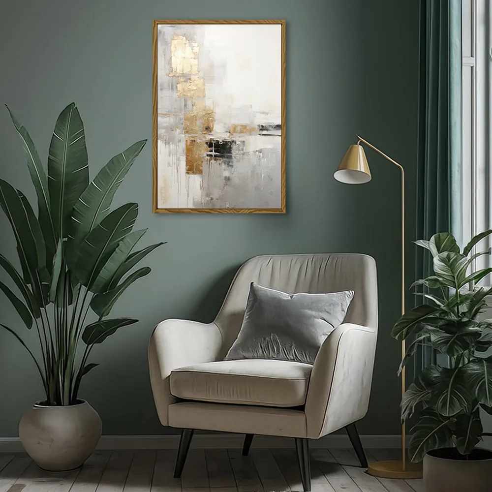 Canvas Wall Art Stretched Over Wooden Frame with Floating Frame and Abstract Painting CV4102