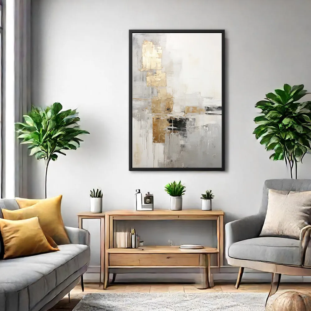 Canvas Wall Art Stretched Over Wooden Frame with Floating Frame and Abstract Painting CV4102