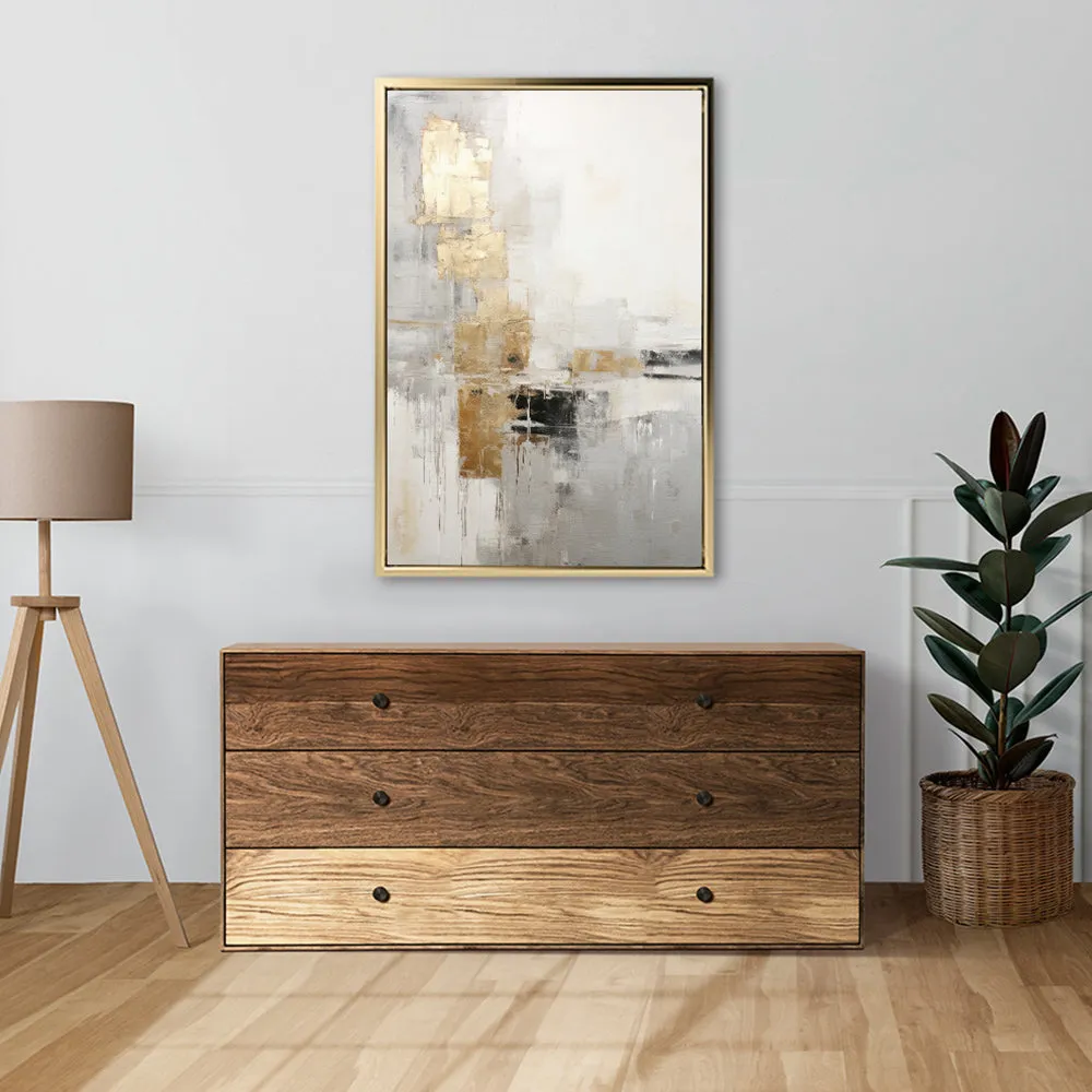 Canvas Wall Art Stretched Over Wooden Frame with Floating Frame and Abstract Painting CV4102