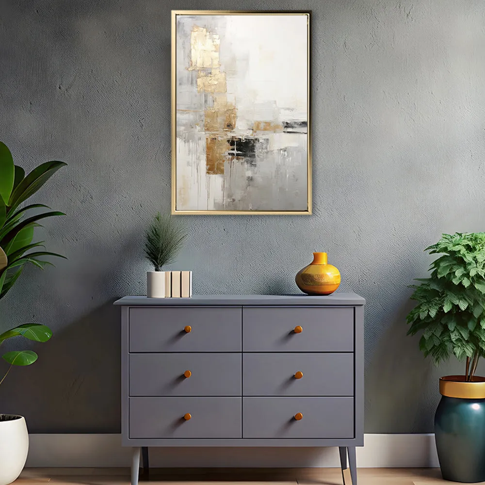 Canvas Wall Art Stretched Over Wooden Frame with Floating Frame and Abstract Painting CV4102