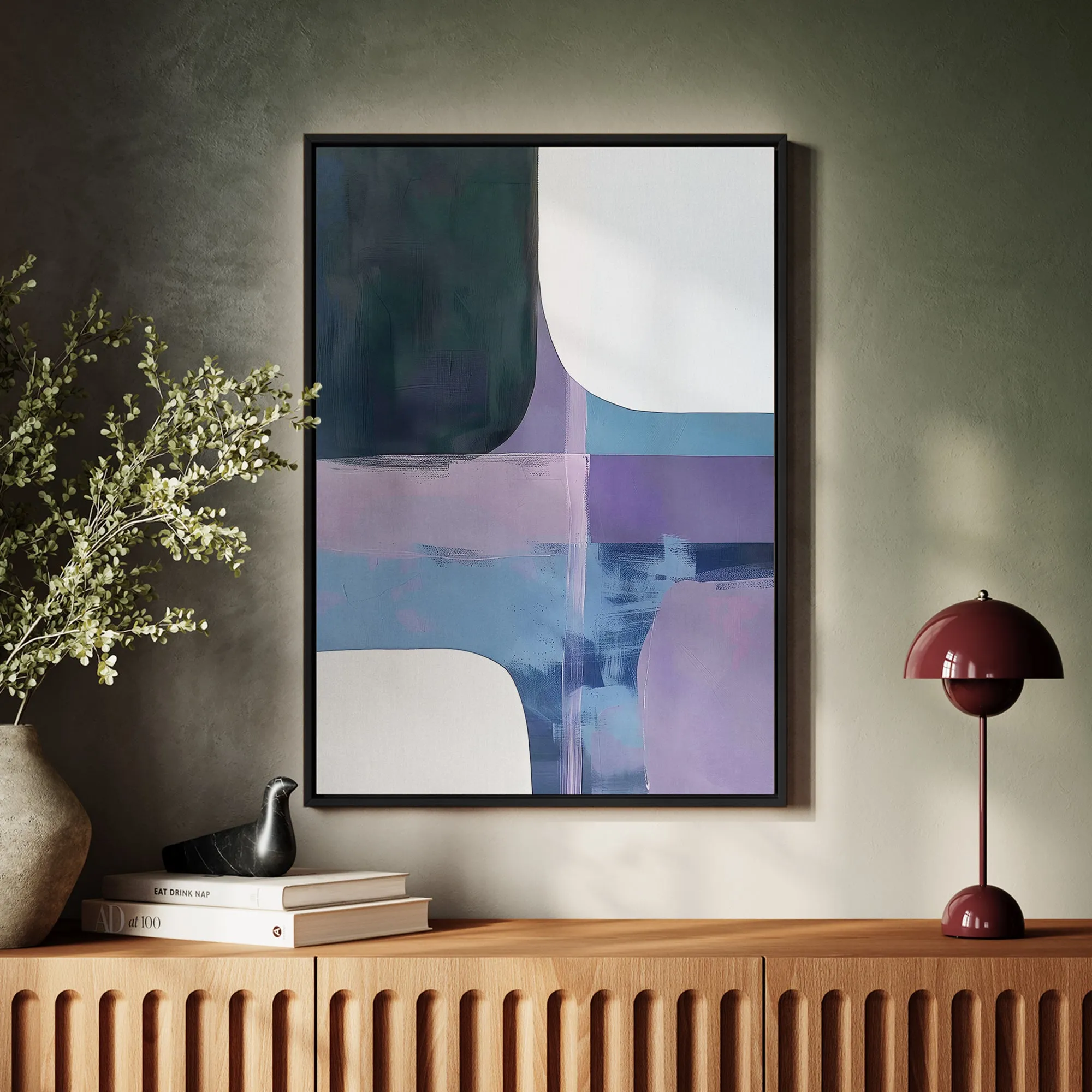 Canvas Wall Art Stretched Over Wooden Frame with Floating Frame and Abstract Painting CV4105