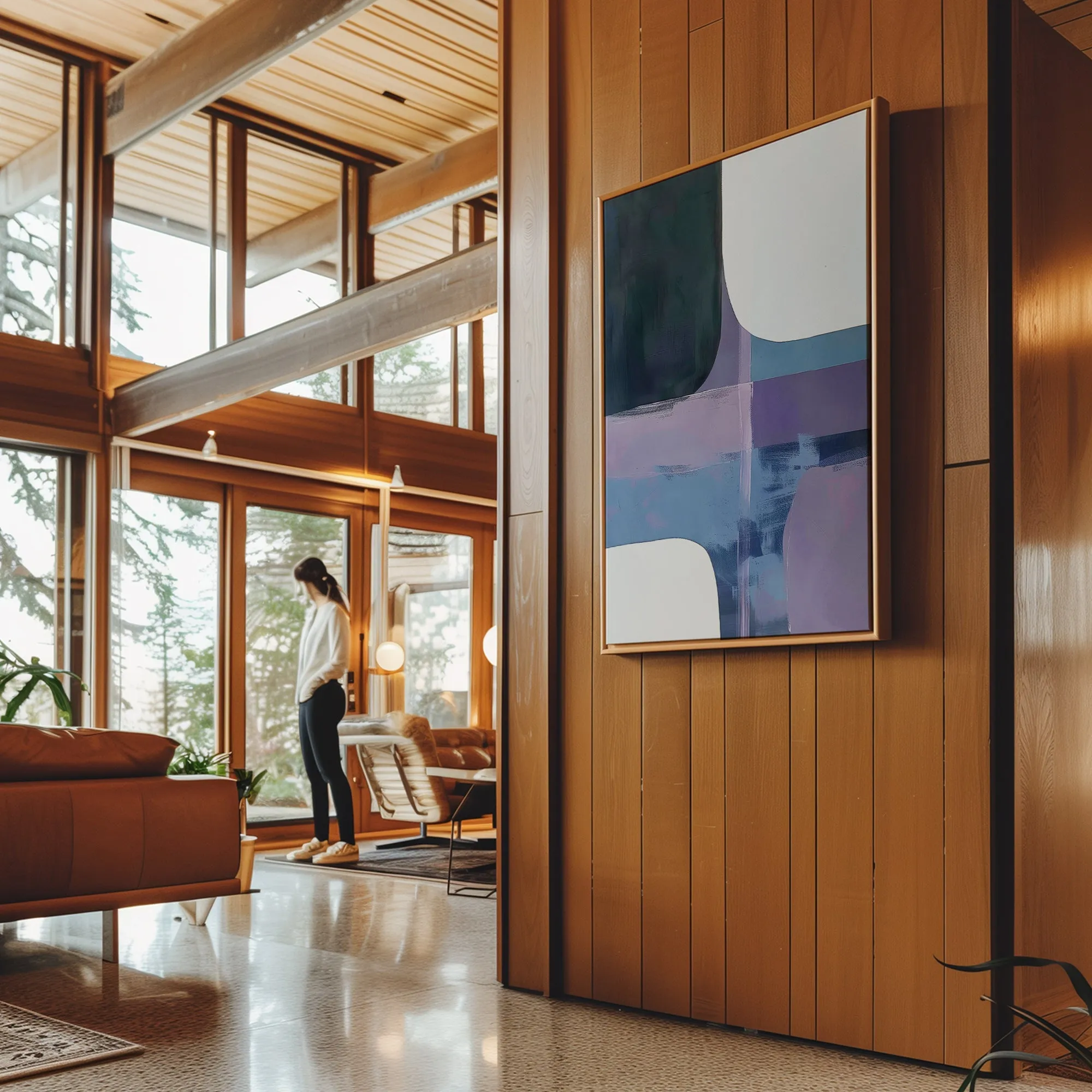 Canvas Wall Art Stretched Over Wooden Frame with Floating Frame and Abstract Painting CV4105