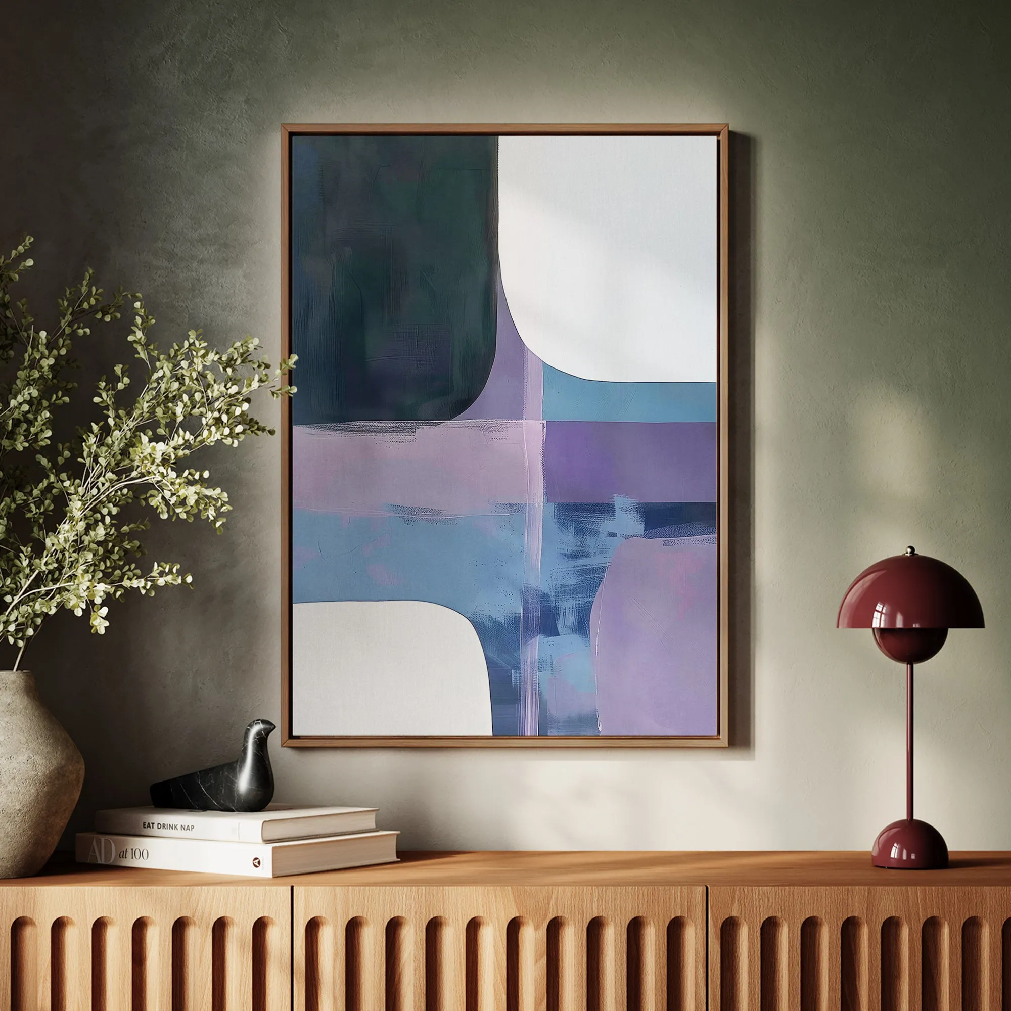Canvas Wall Art Stretched Over Wooden Frame with Floating Frame and Abstract Painting CV4105