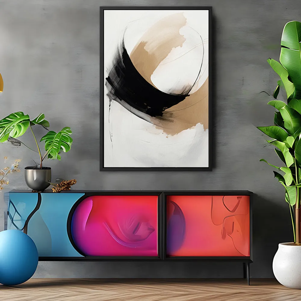 Canvas Wall Art Stretched Over Wooden Frame with Floating Frame and Abstract Painting CV4106