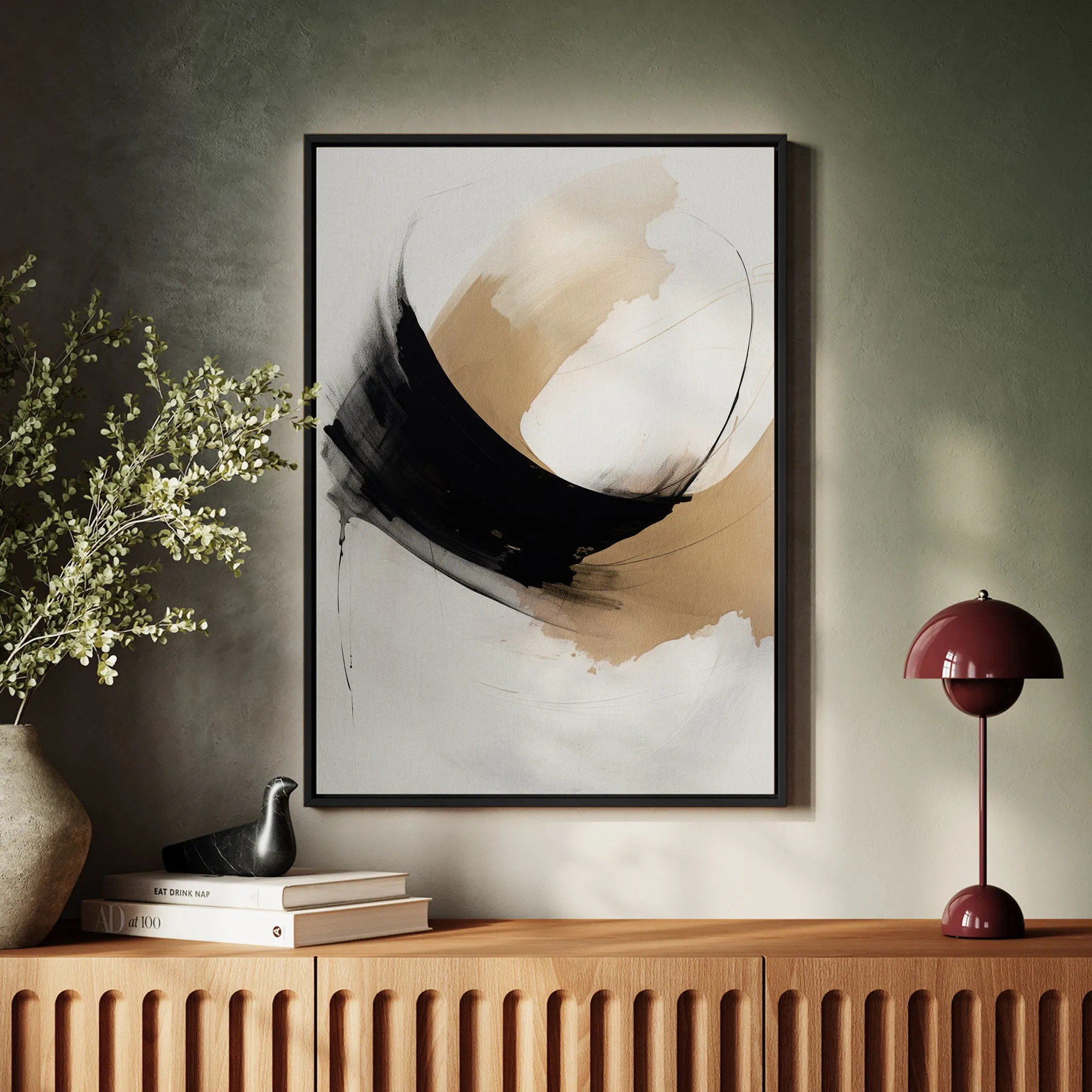 Canvas Wall Art Stretched Over Wooden Frame with Floating Frame and Abstract Painting CV4106