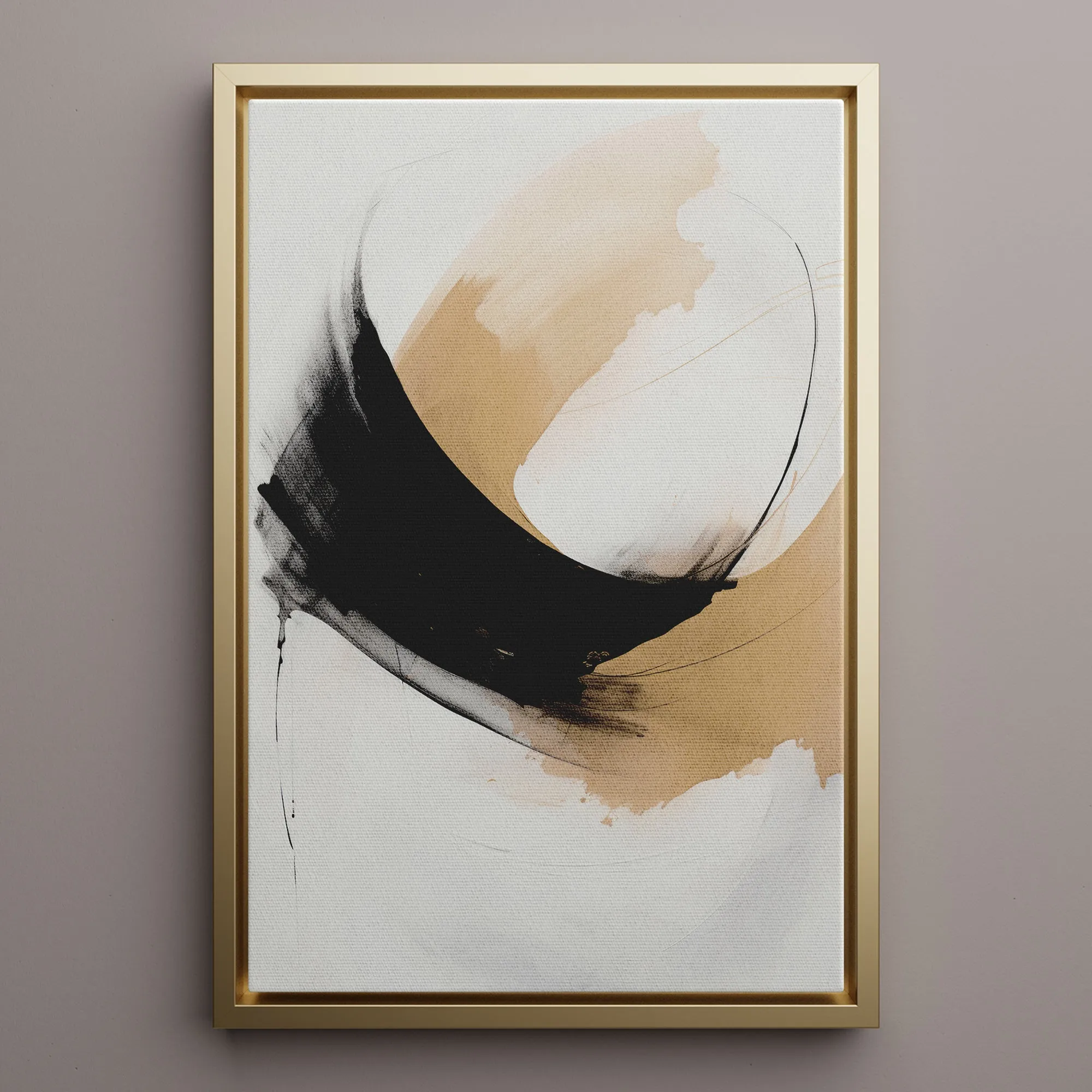 Canvas Wall Art Stretched Over Wooden Frame with Floating Frame and Abstract Painting CV4106