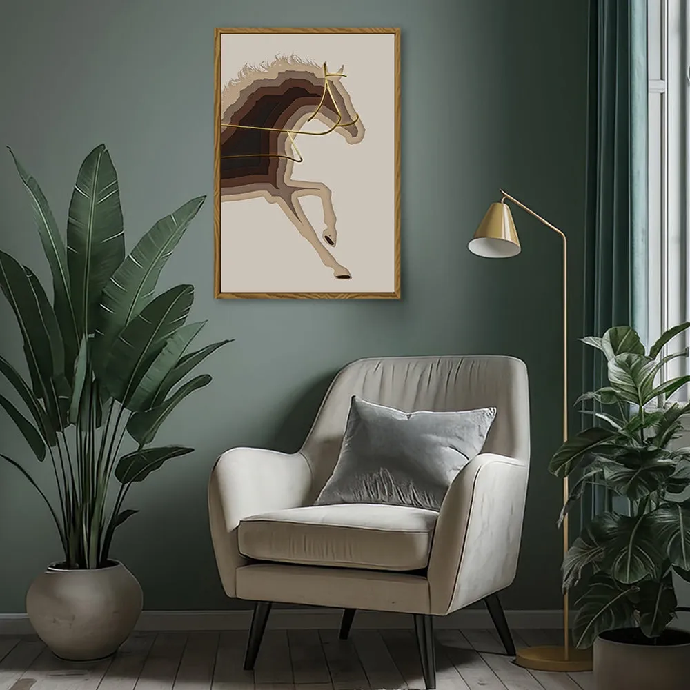 Canvas Wall Art Stretched Over Wooden Frame with Floating Frame and Arabian Horse Painting CV4114