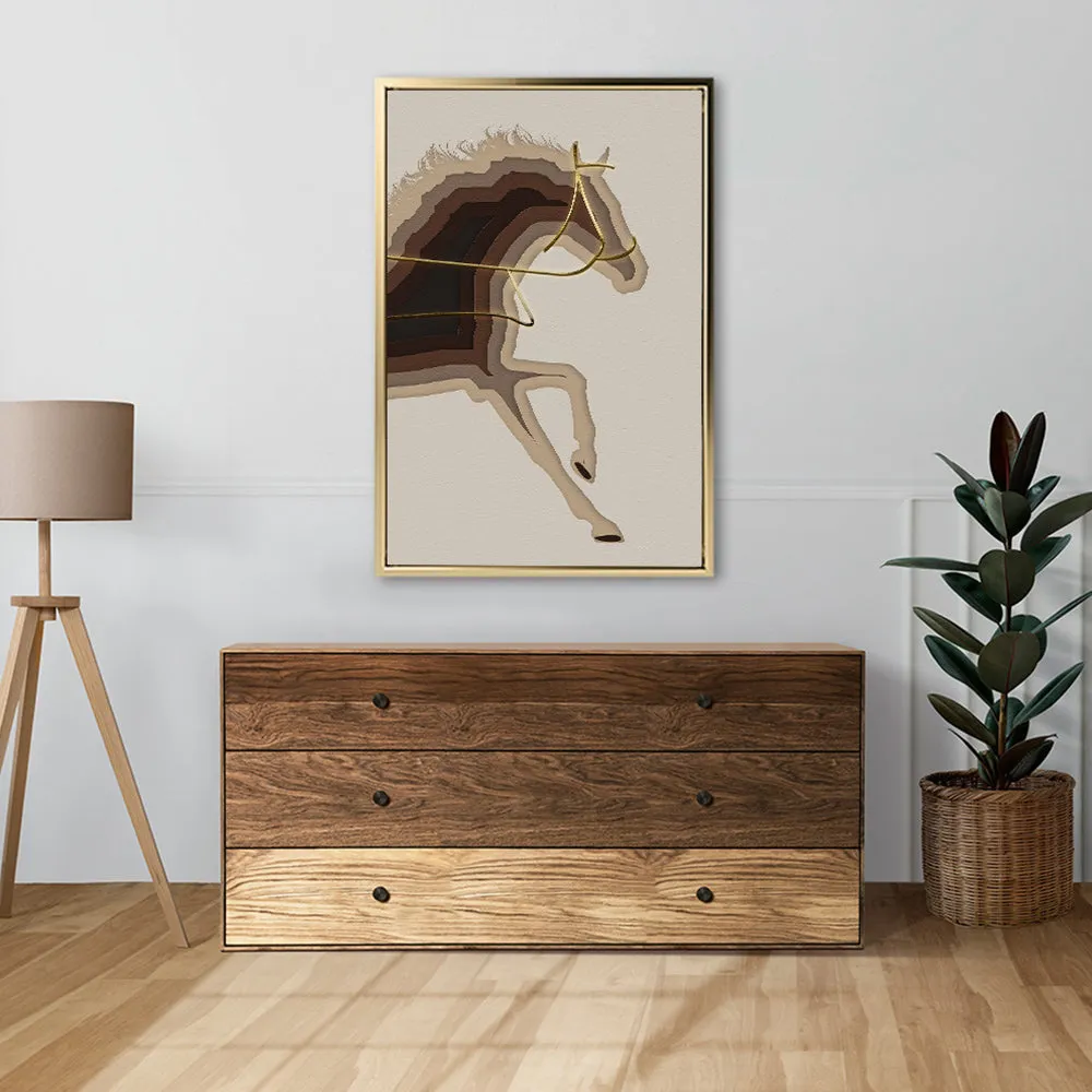 Canvas Wall Art Stretched Over Wooden Frame with Floating Frame and Arabian Horse Painting CV4114