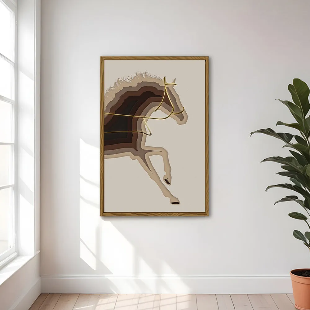 Canvas Wall Art Stretched Over Wooden Frame with Floating Frame and Arabian Horse Painting CV4114