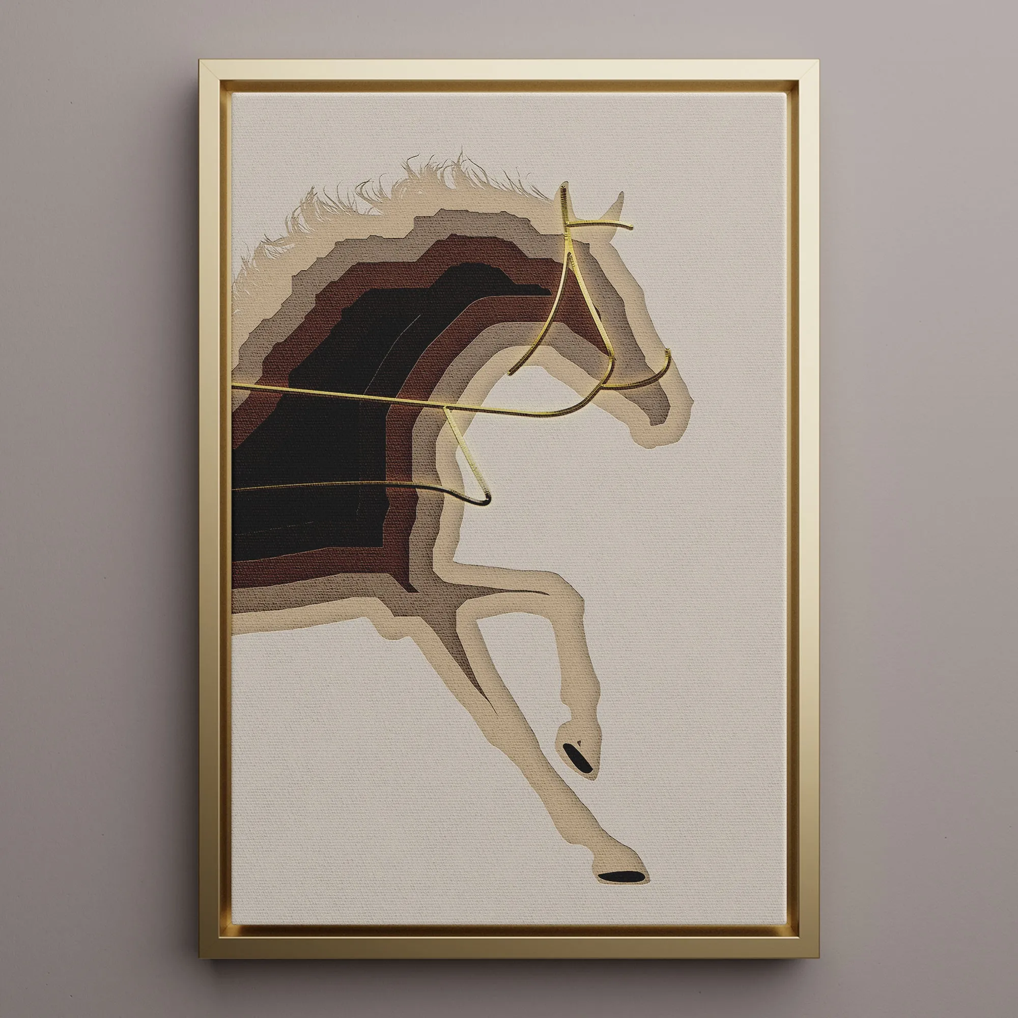 Canvas Wall Art Stretched Over Wooden Frame with Floating Frame and Arabian Horse Painting CV4114