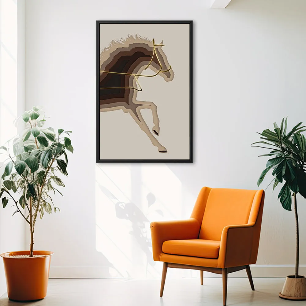 Canvas Wall Art Stretched Over Wooden Frame with Floating Frame and Arabian Horse Painting CV4114