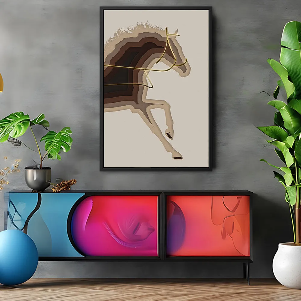 Canvas Wall Art Stretched Over Wooden Frame with Floating Frame and Arabian Horse Painting CV4114