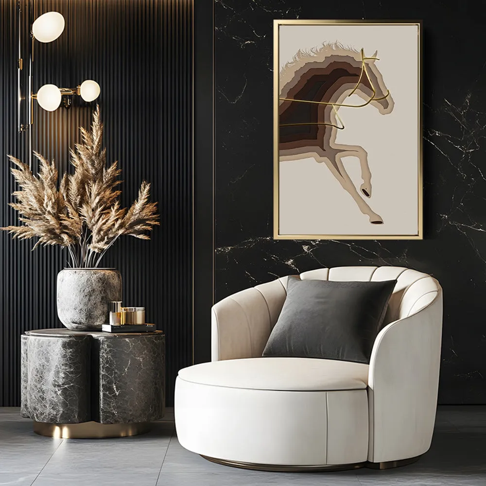 Canvas Wall Art Stretched Over Wooden Frame with Floating Frame and Arabian Horse Painting CV4114