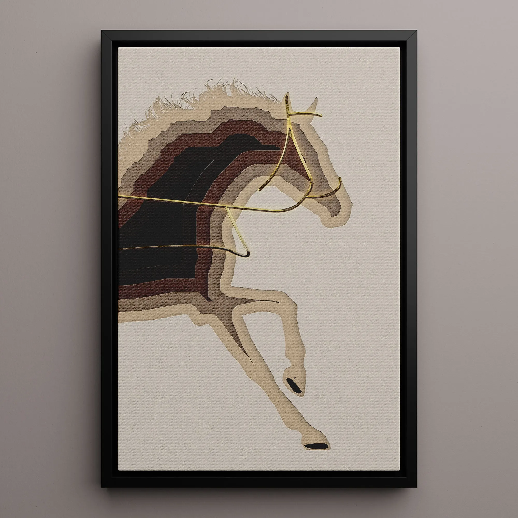 Canvas Wall Art Stretched Over Wooden Frame with Floating Frame and Arabian Horse Painting CV4114