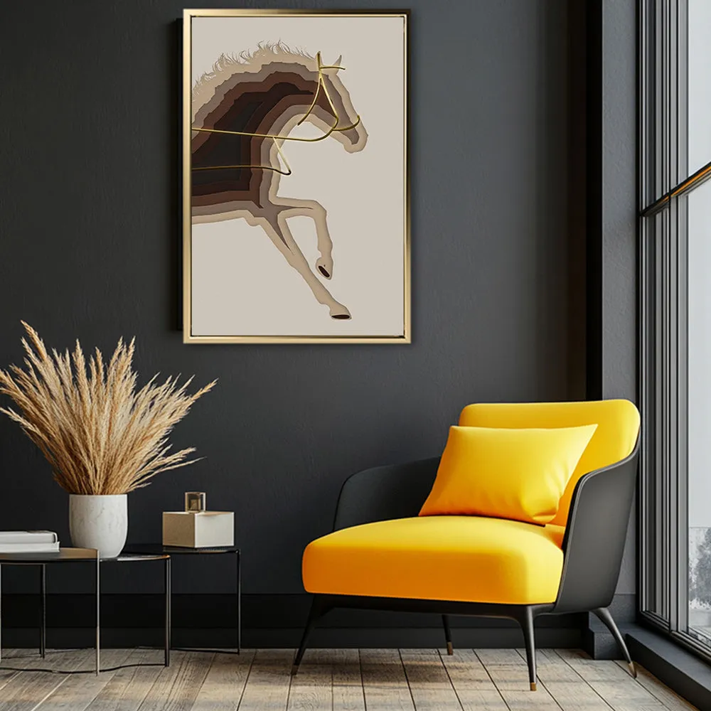Canvas Wall Art Stretched Over Wooden Frame with Floating Frame and Arabian Horse Painting CV4114