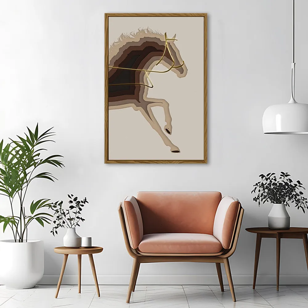 Canvas Wall Art Stretched Over Wooden Frame with Floating Frame and Arabian Horse Painting CV4114