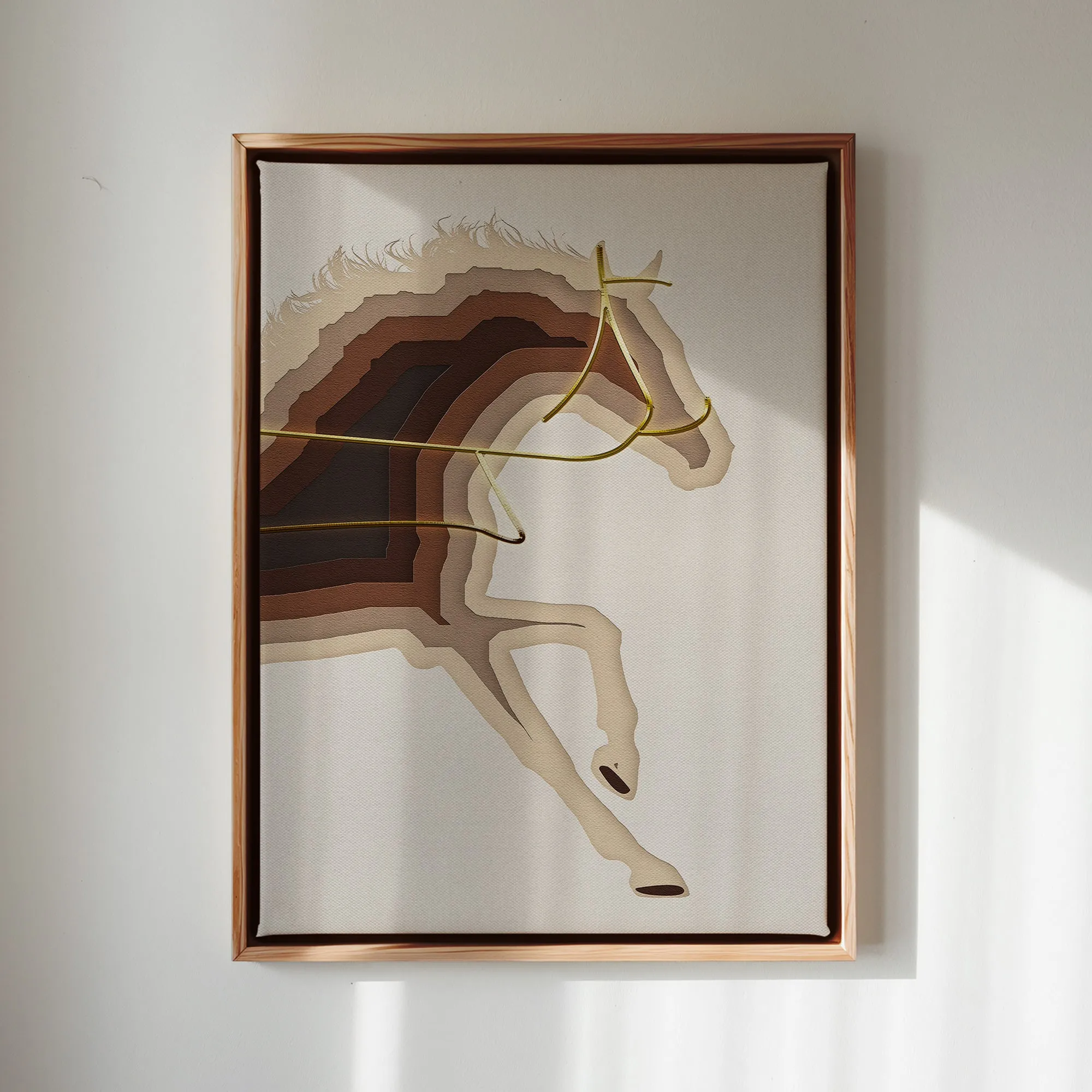 Canvas Wall Art Stretched Over Wooden Frame with Floating Frame and Arabian Horse Painting CV4114