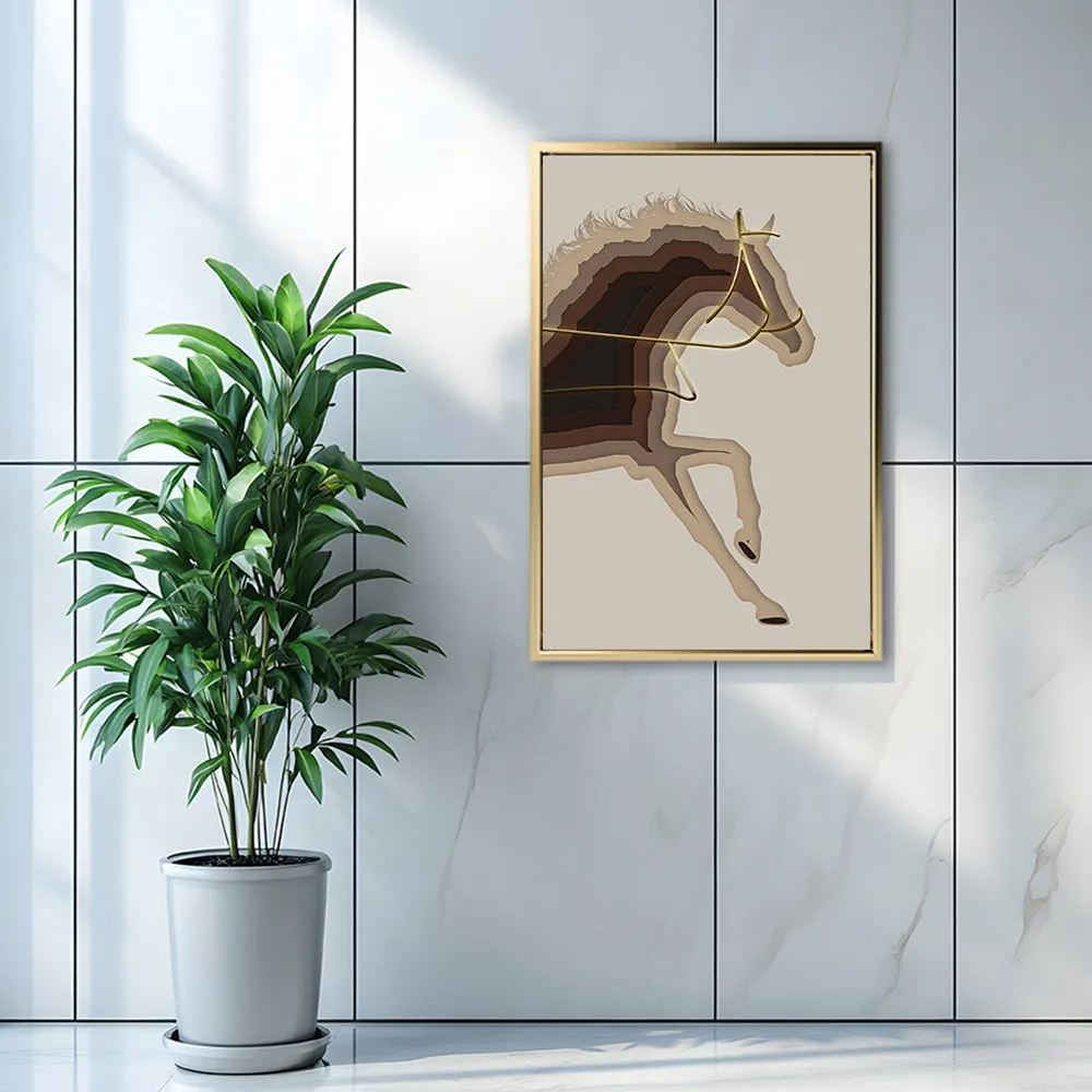 Canvas Wall Art Stretched Over Wooden Frame with Floating Frame and Arabian Horse Painting CV4114
