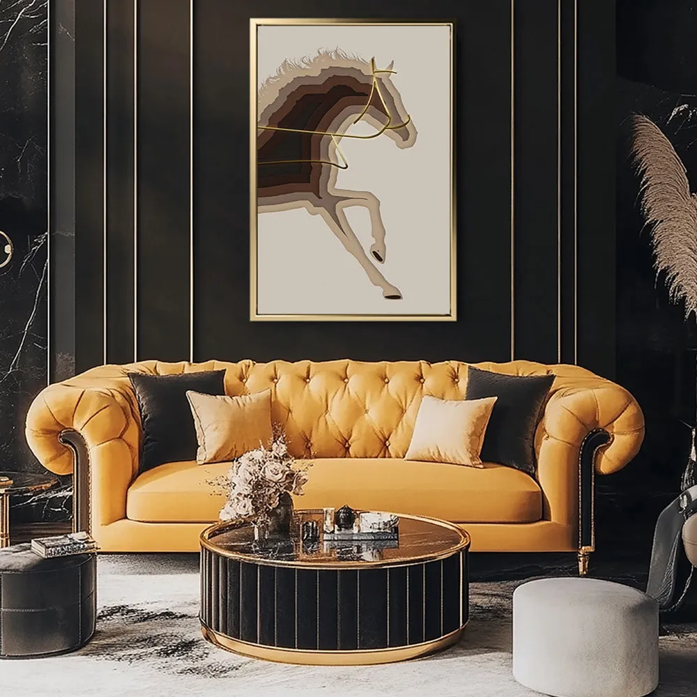 Canvas Wall Art Stretched Over Wooden Frame with Floating Frame and Arabian Horse Painting CV4114