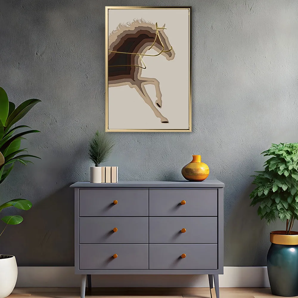 Canvas Wall Art Stretched Over Wooden Frame with Floating Frame and Arabian Horse Painting CV4114