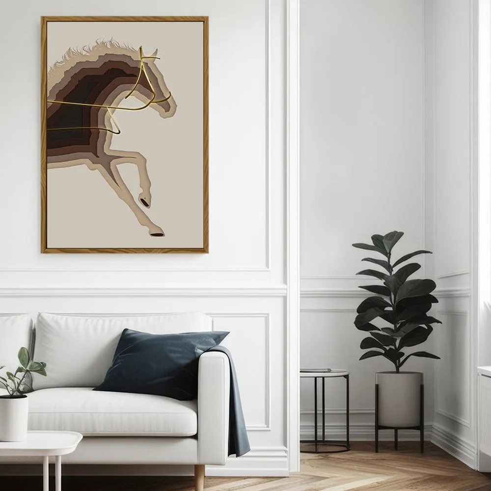 Canvas Wall Art Stretched Over Wooden Frame with Floating Frame and Arabian Horse Painting CV4114