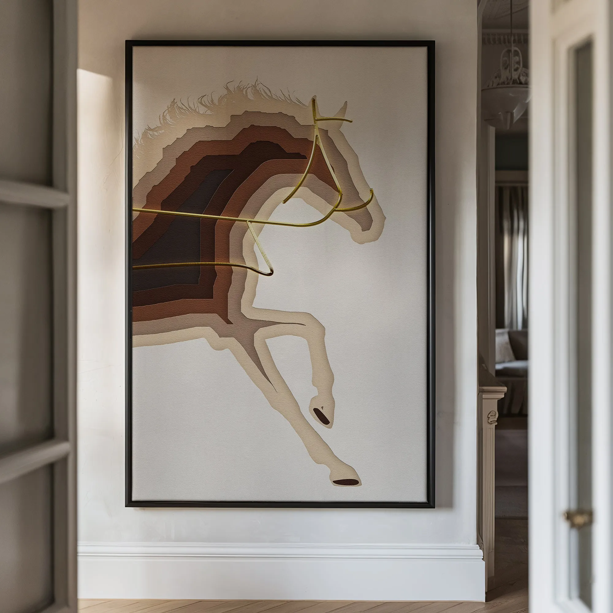 Canvas Wall Art Stretched Over Wooden Frame with Floating Frame and Arabian Horse Painting CV4114